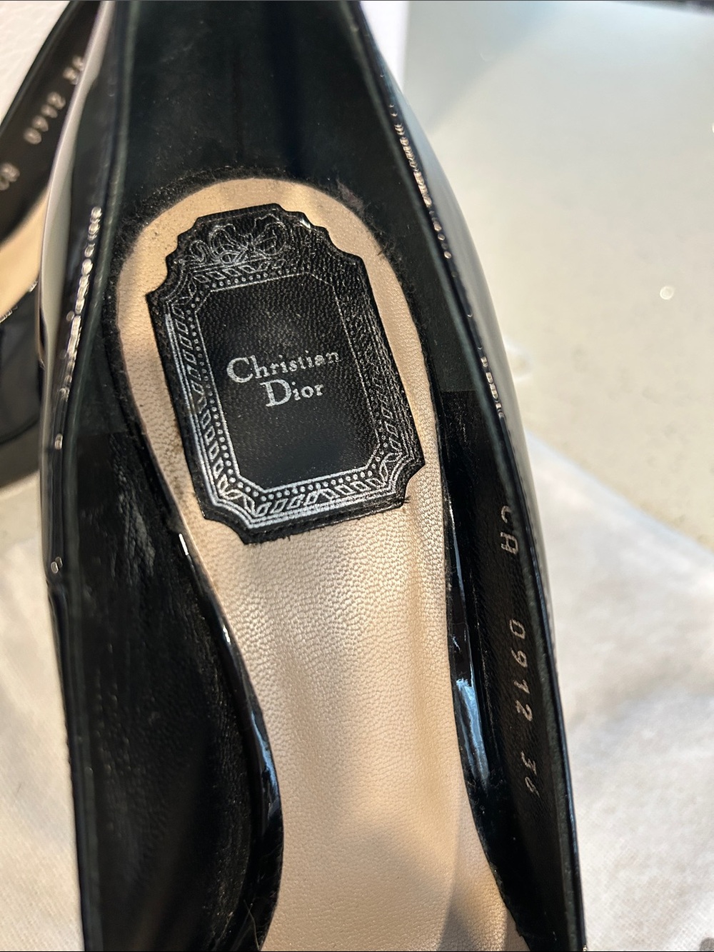 Christian Dior Black Patent Peep Toe Platform Pumps Heels EU 36 Dust Bag - Picture 4 of 14